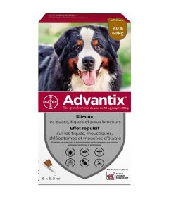 Advantix très grand chien (40 - 60 kg) - 6 pipettes- La Compagnie des Animaux