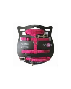 Bobby Collier + Harnais + Laisse Safe fuchsia pour chaton