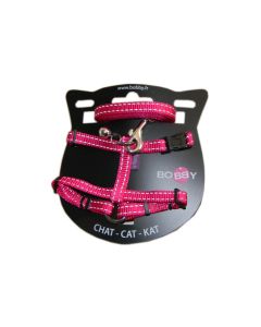 Bobby Harnais + Laisse Safe fuchsia pour chat - La Compagnie des Animaux