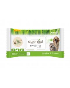 Essentiel Lingettes biodégradable aloé véra x 50 - La Compagnie des Animaux