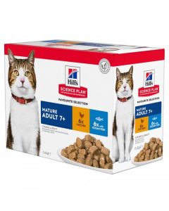 Hill's Science Plan Feline Mature Adult 7+ Pack Mixte sachets 12 x 85 grs