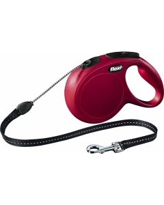 Laisse à enrouleur New Classic Flexi corde L Rouge 8 m - La Compagnie des Animaux