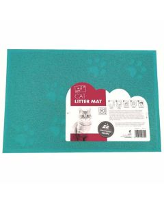 M-Pets Footprint Cat Litter Mat Tapis pour bac à litière bleu