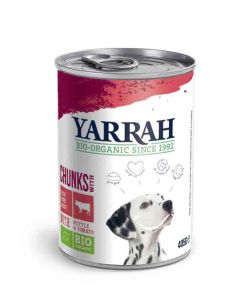 Yarrah Bio Bouchées boeuf et poulet en sauce aux orties et tomate pour chien 6 x 820 grs