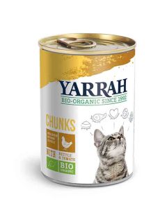 Yarrah Bio Bouchées de poulet aux orties et à la tomate pour chat 12 x 405 grs